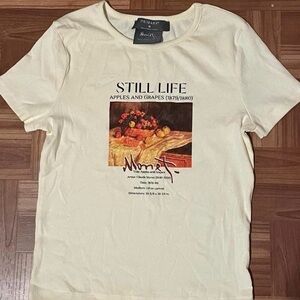 Monet Art Graphic Ribbed Fairy ParisianTop NWOT Size M-Primark